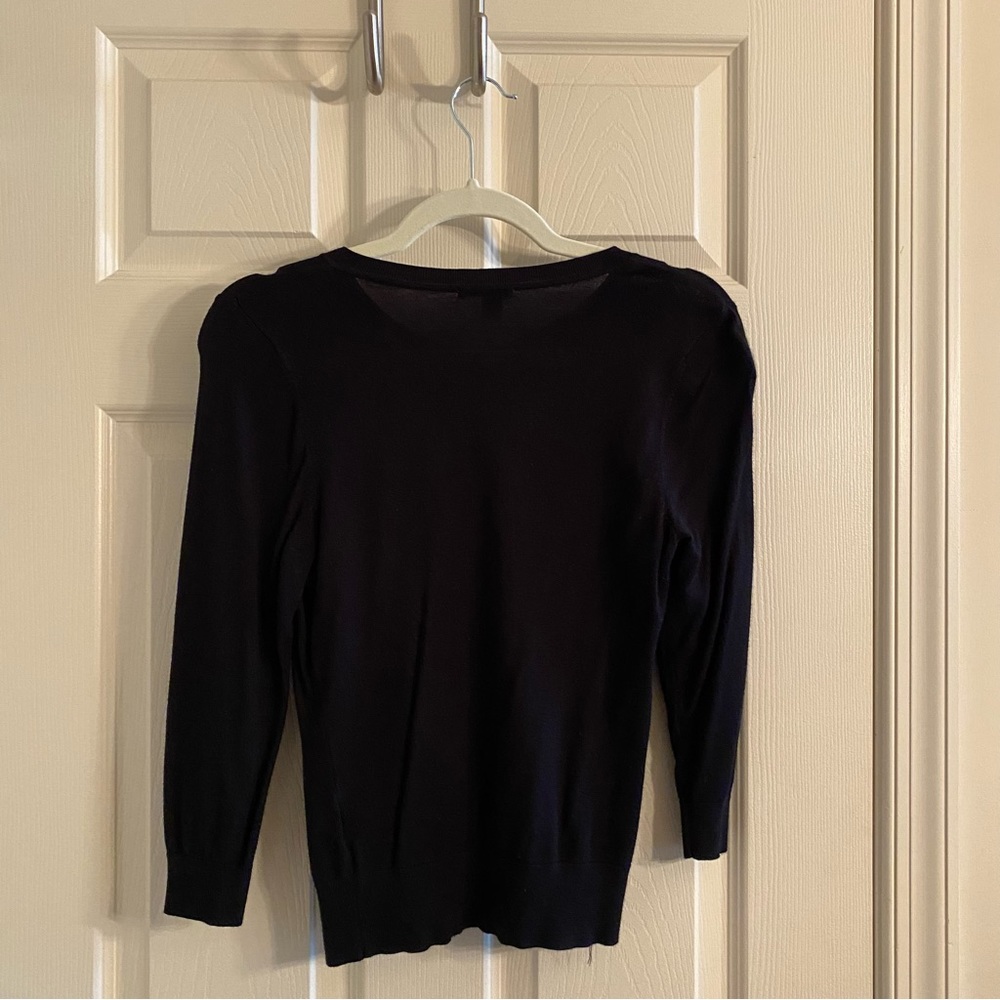 Halogen Black Cardigan 3/4 Sleeve Button Front Lightweight Classic - Picture 3 of 3